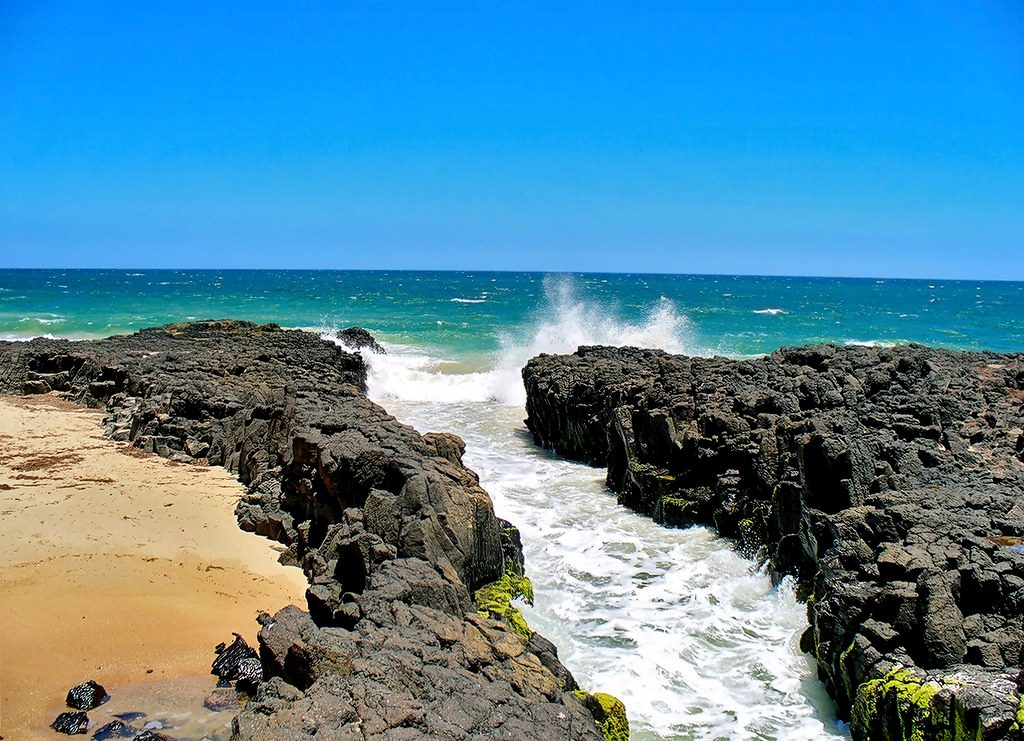 Rugged Western Australian coastline meeting the ocean